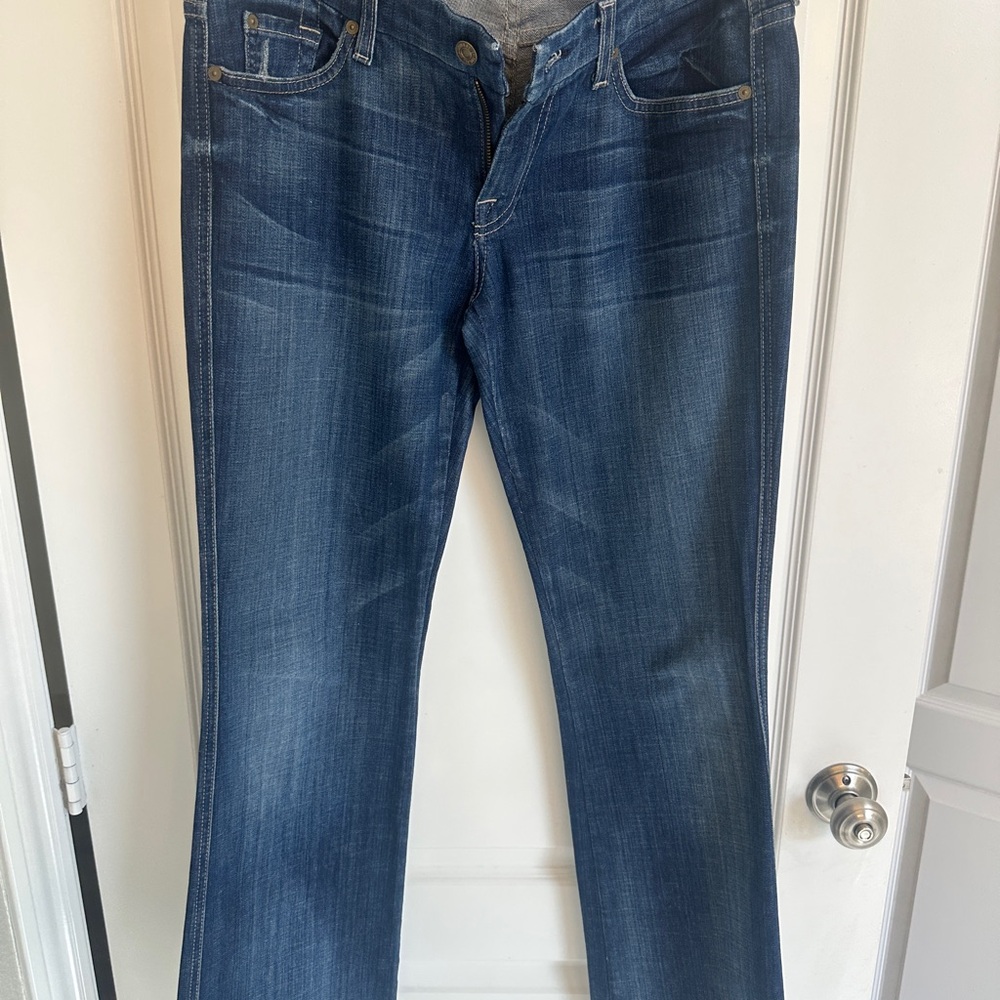7 For All Mankind A Pocket Studded Dark Blue Straight Leg Jeans - size 30